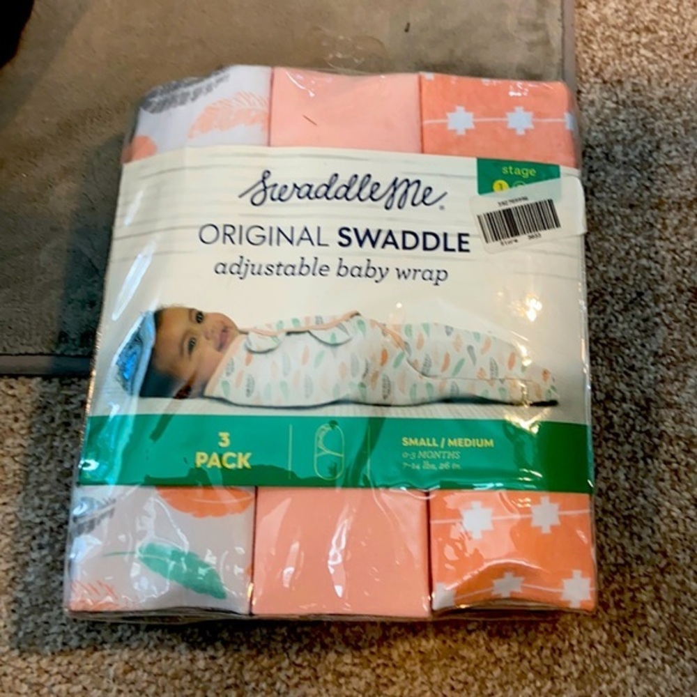 Swaddle me set of three baby wrap size 1 new